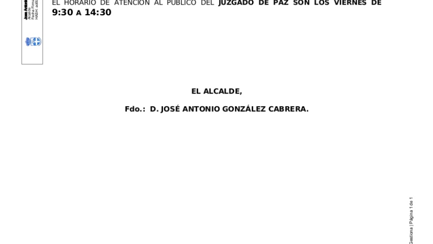 Nuevos horarios de servicios  del Ayuntamiento. Padrón y juzgado de Paz
